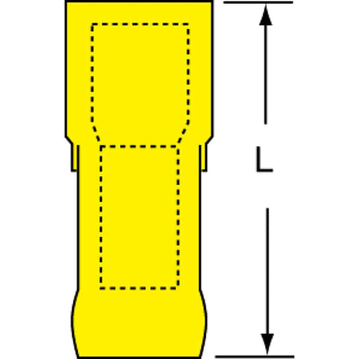 Wire Disconnect: Female, Yellow, Nylon Heat Shrink, 12-10 AWG, 1/4" Tab Width