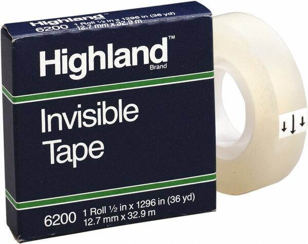 Packing Tape: 1/2" Wide, Clear, Acrylic Adhesive