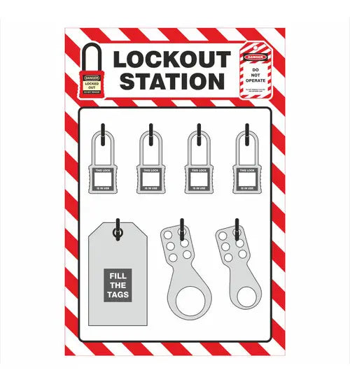 ZING Lockout Station Shadow Board, 4 Padlock