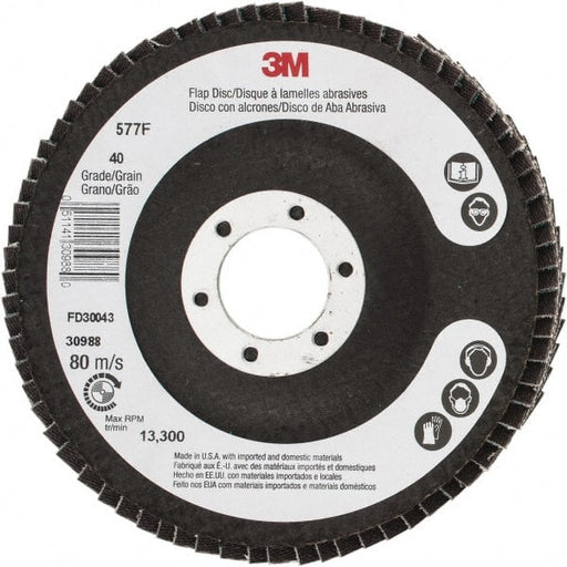 Flap Disc: 7/8" Hole, 40 Grit, Zirconia Alumina, Type 29