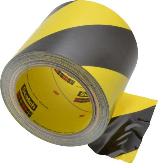 Floor & Aisle Marking Tape: 4" Wide, 108' Long, 5.4 mil Thick, Vinyl