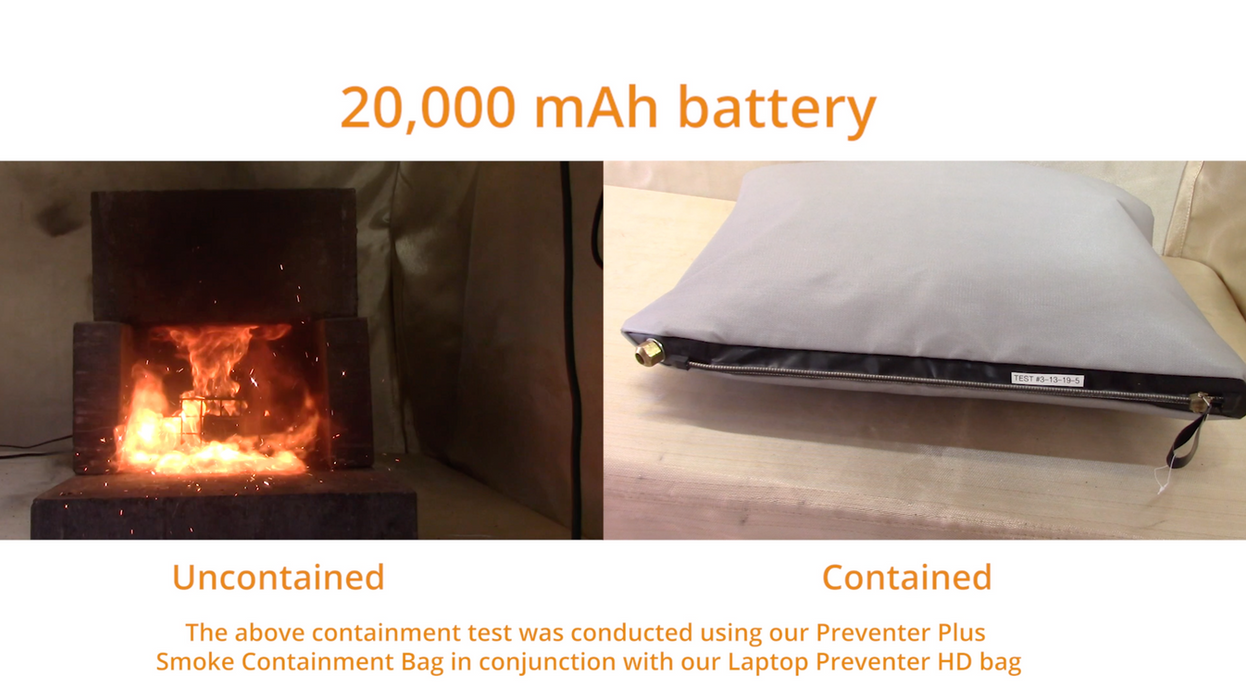 Large HD Preventer™ Plus Li-Ion Fire & Smoke Containment Bag KIT (Laptop-Sized / 100 Wh)