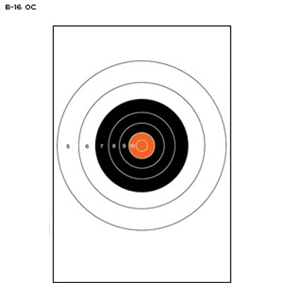 Action Target NRA 25-Yard Slow Fire Pistol Target (B-16) (Orange Center)
