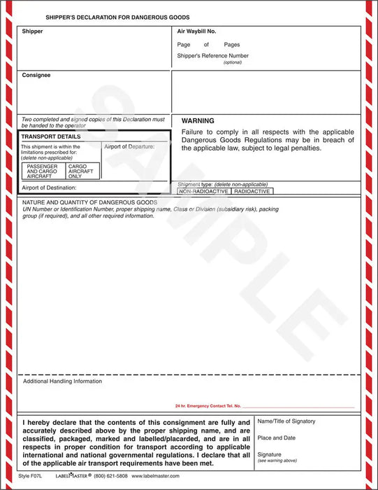 LABELMASTER Form SINGLE SHT FOR LP INT'L -PACK 100-
