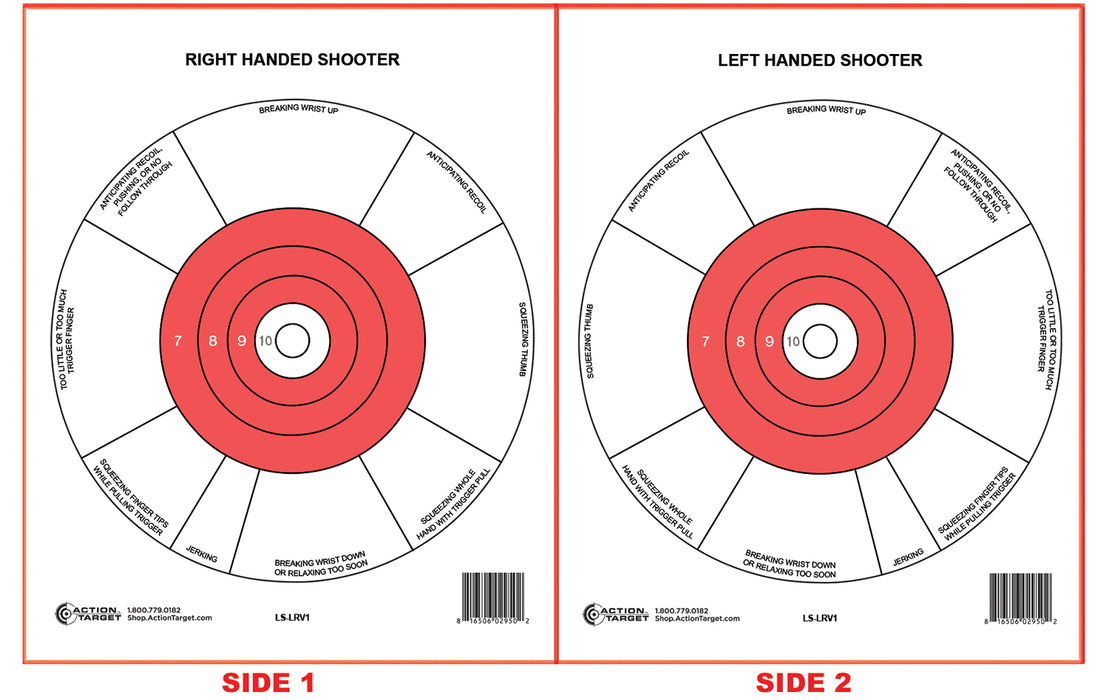 Action Target Right & Left Handed Handgun Feedback Target
