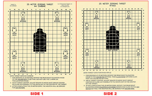 Action Target M4/M16 25-Meter Two-Sided Zeroing Target